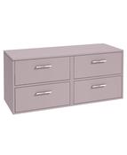 Sonas Finland Wall Hung 120Cm Four Drawer Countertop Vanity Unit | Matt Cashmere Pink | Brushed Chrome Handle | UF0953