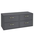 Sonas Finland Wall Hung 120Cm Four Drawer Countertop Vanity Unit | Matt Midnight Grey | Brushed Gold Handle | UF0958