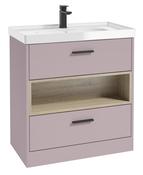 Sonas Malmo Floorstanding 80Cm Two Drawer Vanity Unit | Matt Cashmere Pink | Matt Black Handle | Gloss Basin | UF1056 image