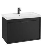 Sonas Fjord Wall Hung 80Cm Two Drawer Vanity Unit | Matt Black | Matt Black Handle | UF1101 image