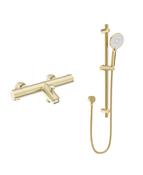 Sonas Form Deck Mounted Thermostatic Bath Shower Mixer&amp; Slide Rail Kit | Brushed Gold | USH0273 image