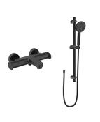 Sonas Urban Wall Mounted Thermostatic Bath Shower Mixer &amp; Slide Rail Kit | Matt Black | USH0276 image