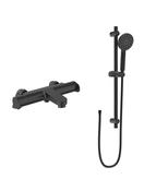 Sonas Urban Deck Mounted Thermostatic Bath Shower Mixer &amp; Slide Rail Kit | Matt Black | USH0280 image