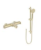 Sonas Urban Deck Mounted Thermostatic Bath Shower Mixer &amp; Slide Rail Kit | Brushed Gold | USH0281 image