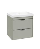 Sonas Lumiere Wall Hung 60cm Two Drawers Vanity Unit | Reed Basin | Lakeside Sage | Matt Black Handles | UF3344