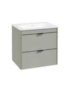 Sonas Lumiere Wall Hung 60cm Two Drawers Vanity Unit | Shadow Basin | Lakeside Sage | Matt Black Handles | UF2477