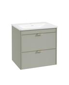 Sonas Lumiere Wall Hung 60cm Two Drawers Vanity Unit | Shadow Basin | Lakeside Sage | Brushed Gold Handles | UF2478