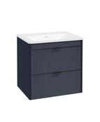 Sonas Lumiere Wall Hung 60cm Two Drawers Vanity Unit | Shadow Basin | Cobalt Night | Matt Black Handles | UF2481