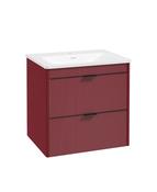 Sonas Lumiere Wall Hung 60cm Two Drawers Vanity Unit | Shadow Basin | Ruby Fern | Matt Black Handles | UF2485