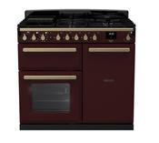 Rangemaster Estel Deluxe 100 | Dual Fuel | Bordeaux | Antique Brass Trim | ESDL100DFPBOR/AB1