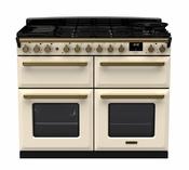 Rangemaster Estel Deluxe 110 Slow Oven | Dual Fuel | Pale Cream | Antique Brass Trim | ESDLB110DFPPCR/AB1