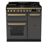Rangemaster Estel Deluxe 90 | Dual Fuel | Slate | Antique Brass Trim | ESDL90DFPSLT/AB1