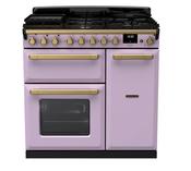 Rangemaster Estel Deluxe 90 | Dual Fuel | Heather | Antique Brass Trim | ESDL90DFPHTH/AB1