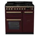 Rangemaster Estel Deluxe 90 | Dual Fuel | Bordeaux | Antique Brass Trim | ESDL90DFPBOR/AB1