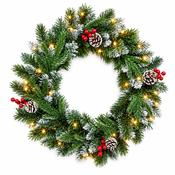 Premier Battery Operated Pre-Lit New Jersey Wreath with 35 Warm White LEDs | 50cm | 302108 image