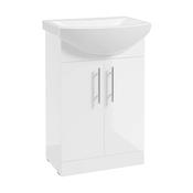 Sonas Strata Classic Floorstanding 55cm Vanity Unit | Gloss White | Basin | UF2221 image