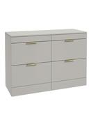 Sonas Stockholm Floorstanding 120Cm Four Drawer Countertop Vanity Unit | Matt Arctic Grey | Brushed Gold Handle | UF1342