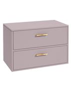 Sonas Finland Wall Hung 80Cm Two Drawer Countetop Vanity Unit | Matt Cashmere Pink | Brushed Gold Handle | UF0567