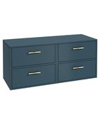 Sonas Finland Wall Hung 120Cm Four Drawer Countertop Vanity Unit | Matt Ocean Blue | Brushed Gold Handle | UF0949