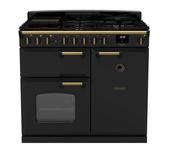 Rangemaster Classic Deluxe 100 Dual Fuel Charcoal Black with Antique Brass Trim | CLDL100DFPCBL/AB1