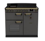 Rangemaster Classic Deluxe 100 Induction Slate with Antique Brass Trim | CLDL100EIPSLT/AB1