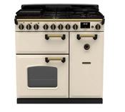 Rangemaster Classic Deluxe 90 Dual Fuel Pale Cream with Antique Brass Trim | CLDL90DFPPCR/AB1