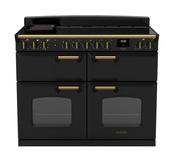 Rangemaster Classic Deluxe Bc 110 Induction Charcoal Black with Antique Brass Trim | CLDLB110EIPCBL/AB1