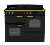 Rangemaster Classic Deluxe Oc 110 Induction Charcoal Black with Antique Brass Trim | CLDLO110EIPCBL/AB1
