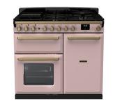 Rangemaster Estel Deluxe 100 | Dual Fuel | Pale Pink | Antique Brass Trim | ESDL100DFPPPK/AB1