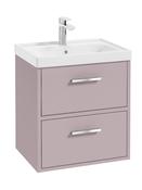 Sonas Finland Wall Hung 50Cm Two Drawer Vanity Unit | Matt Cashmere Pink | Brushed Chrome Handle | UF0523