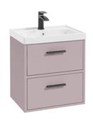Sonas Finland Wall Hung 50Cm Two Drawer Vanity Unit | Matt Cashmere Pink | Matt Black Handle | UF0524