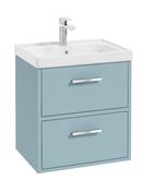 Sonas Finland Wall Hung 50Cm Two Drawer Vanity Unit | Matt Morning Sky Blue | Matt Black Handle | UF0527