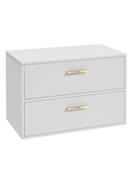 Sonas Finland Wall Hung 80Cm Two Drawer Countetop Vanity Unit | Matt White | Brushed Gold Handle | UF0573