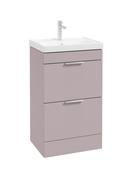 Sonas Stockholm Floorstanding 50Cm Two Drawer Vanity Unit | Matt Cashmere Pink | Brushed Chrome Handle | UF0845 image