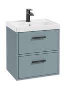 Sonas Finland Wall Hung 50Cm Two Drawer Vanity Unit | Matt Coral Green | Matt Black Handle | UF0870