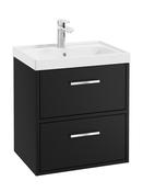 Sonas Finland Wall Hung 50Cm Two Drawer Vanity Unit | Matt Black | Brushed Chrome Handle | UF0872