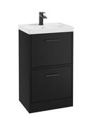 Sonas Finland Floorstanding 50Cm Two Drawer Vanity Unit | Matt Black | Matt Black Handle | UF0879