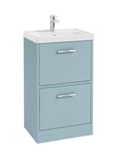 Sonas Finland Floorstanding 50Cm Two Drawer Vanity Unit | Matt Morning Sky Blue | Brushed Chrome Handle | UF0884