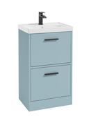 Sonas Finland Floorstanding 50Cm Two Drawer Vanity Unit | Matt Morning Sky Blue | Matt Black Handle | UF0885