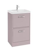Sonas Finland Floorstanding 50Cm Two Drawer Vanity Unit | Matt Cashmere Pink | Brushed Chrome Handle | UF0887