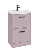 Sonas Finland Floorstanding 50Cm Two Drawer Vanity Unit | Matt Cashmere Pink | Matt Black Handle | UF0888