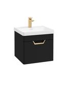 Sonas Freya Wall Hung 50Cm Single Drawer Vanity Unit | Matt Black | Gold Handle | UF1129