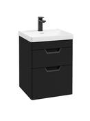 Sonas Freya Wall Hung 50Cm Two Drawer Vanity Unit | Matt Black | Matt Black Handle | UF1131