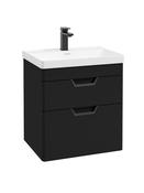 Sonas Freya Wall Hung 60Cm Two Drawer Vanity Unit | Matt Black | Matt Black Handle | UF1137