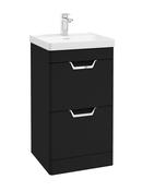 Sonas Freya Floorstanding 50Cm Two Drawer Vanity Unit | Matt Black | Chrome Handle | UF1145