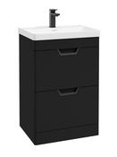 Sonas Freya Floorstanding 60Cm Two Drawer Vanity Unit | Matt Black | Matt Black Handle | UF1149