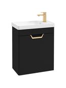 Sonas Freya Wall Hung 55Cm Single Door Cloakroom Vanity Unit | Matt Black | Gold Handle | UF1156