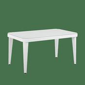Weather-Resistant Polypropylene/Fibreglass Dining Table with Tempered Glass Top - Ivory White