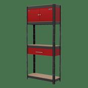 Shelving Unit 4-Tier with Cupboard &amp;amp; Drawer