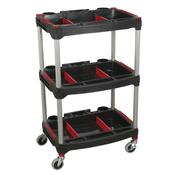 Composite Workshop Trolley with Parts Storage 3-Level
